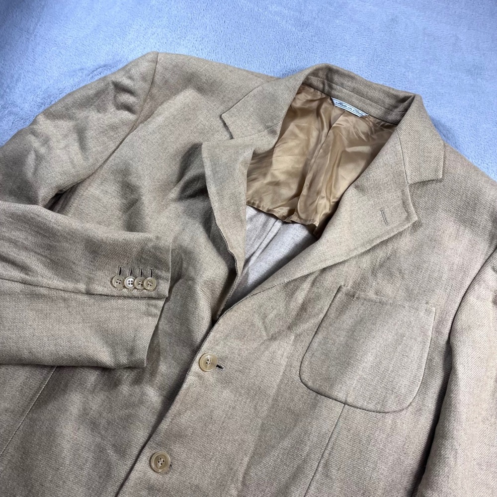 Ermenegildo Zegna Double Silk Cashmere Blazer Tan Sport Coat Mens 56 IT 46 US